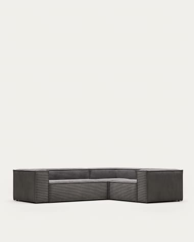 Sofa narożna Blok 3-osobowa gruby sztruks w kolorze szarym 290 x 230 cm / 230 cm 290 cm