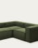 3θ γωνιακός καναπές Blok, πράσινο κοτλέ, 290 x 230 εκ