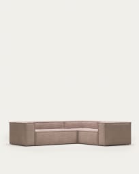Blok 3 seater corner sofa in pink, 290 x 230 cm