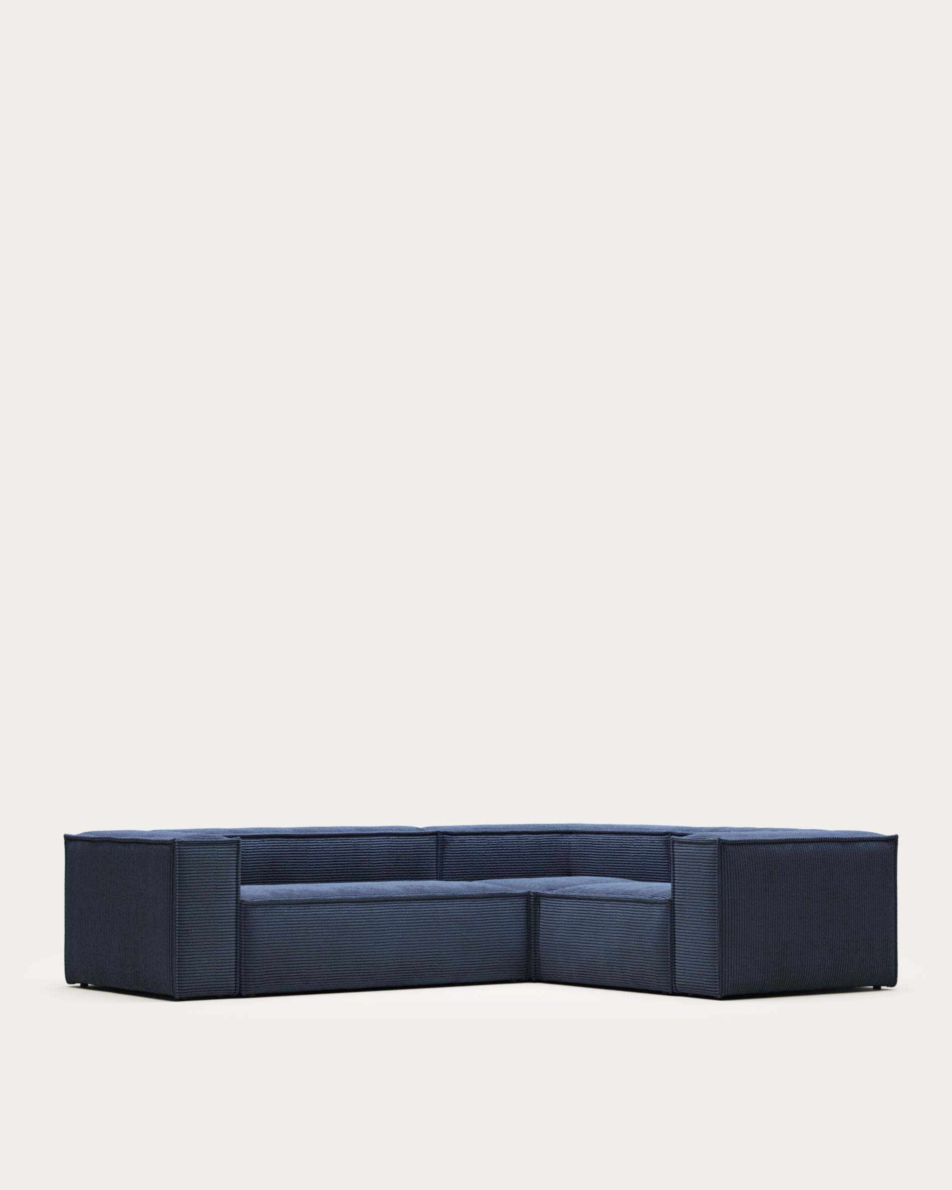 Blok 3 seater corner sofa in blue wide seam corduroy 290 x 230 cm / 230 ...