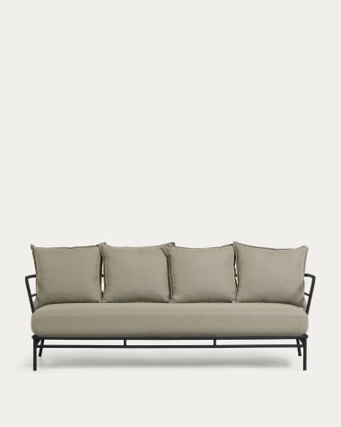 Mareluz 3 seater sofa in black steel, 197 cm