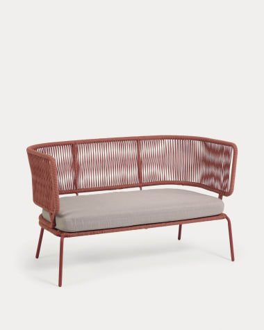 Sofa 2-osobowa Nadin z ocynkowanej stali i liny w kolorze teracota