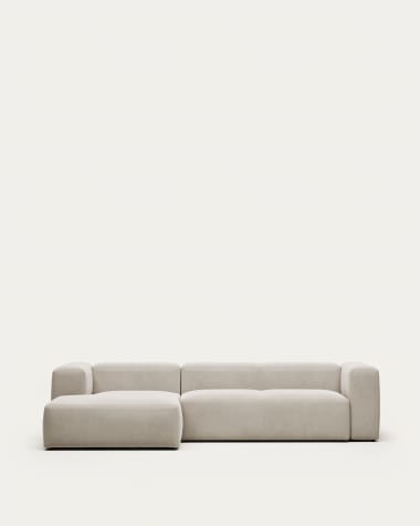 Divano Blok 3 posti con chaise longue sinistra beige 300 cm