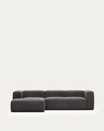 Blok 3 seater sofa with left side chaise longue in grey, 300 cm FR