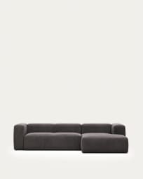 3θ καναπές με ανάκλινδρο δεξιά Blok, 300 εκ, γκρι
