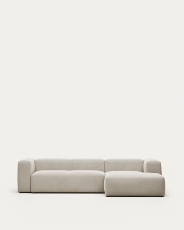 Blok 3 seater sofa with right-hand chaise longue in beige, 300 cm