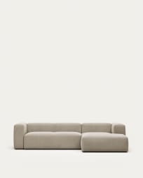 Blok 3 seater sofa with right side chaise longue in beige, 300 cm FR
