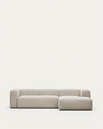Blok 3 seater sofa with right side chaise longue in white, 300 cm FR