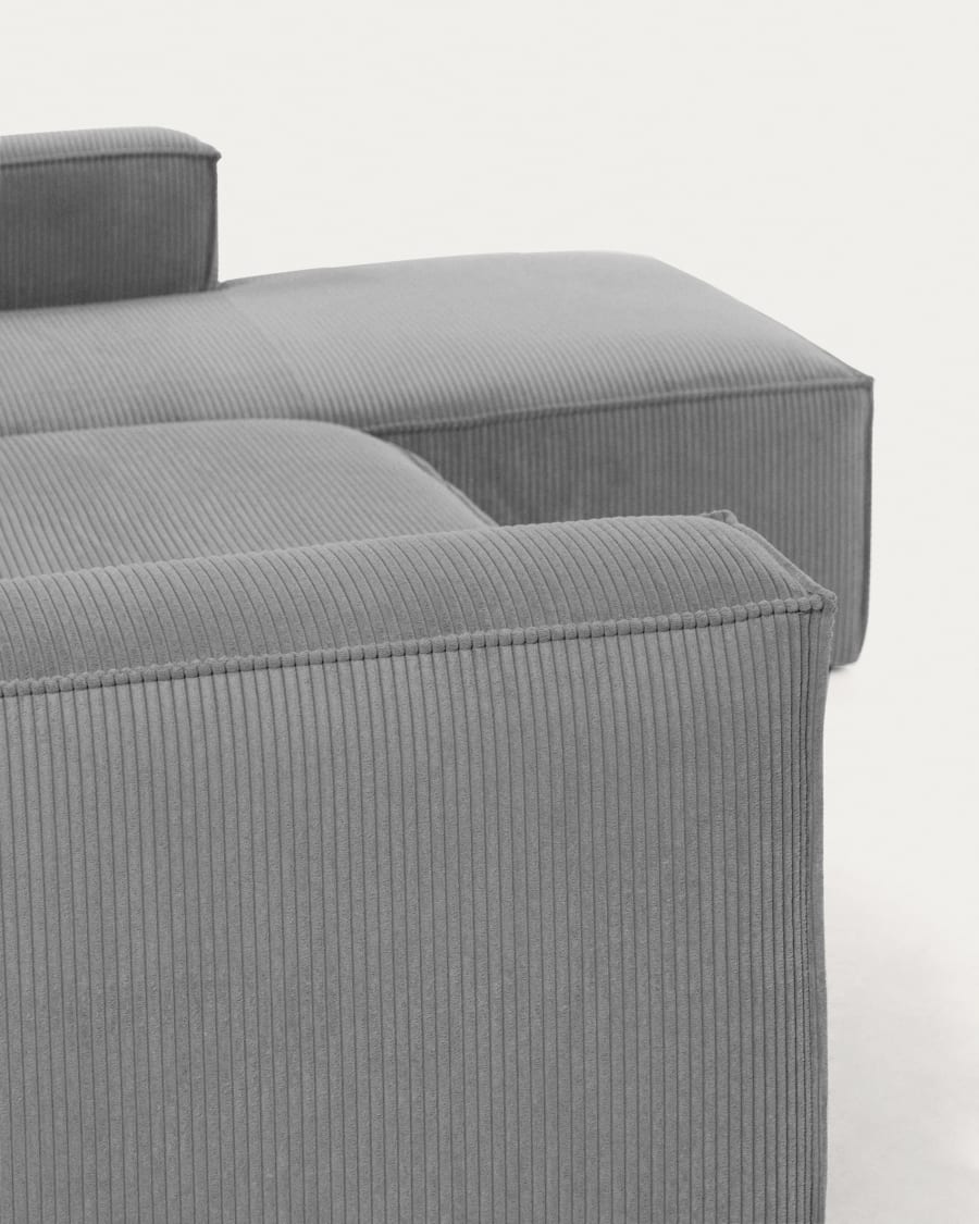 Sofá Blok 3 plazas chaise longue derecho de pana gruesa gris 300 cm FR