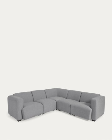 Legara 5 seater corner sofa in light grey, 226 x 226 cm