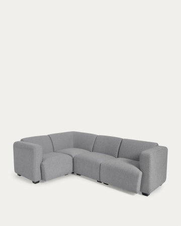 Canapé d'angle Legara 4 places gris clair 226 x 164 cm