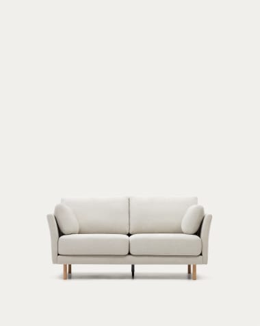 Gilma 2 seater sofa in chenille pearl with natural wood finish legs, 170 cm