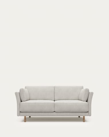 Gilma 2 seater sofa in white fleece with natural finish legs, 170 cm FR
