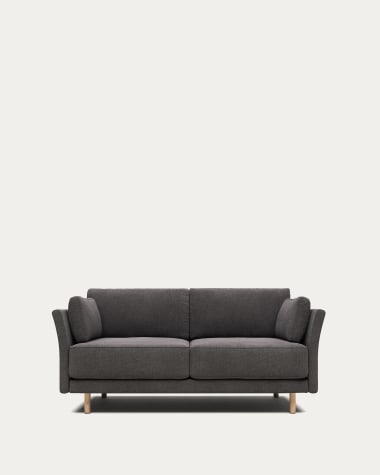 Gilma 2 seater sofa in grey with natural finish legs, 170 cm FR