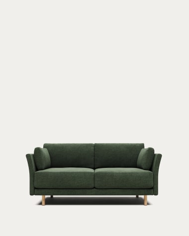 Gilma 2 seater sofa in green with natural finish legs, 170 cm FR