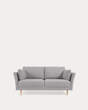 Gilma 2 seater sofa in light grey with natural wood finish legs, 170 cm