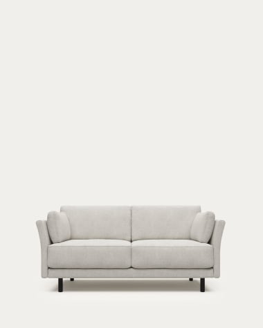 Gilma 2 seater sofa in white fleece with black finish legs, 170 cm FR