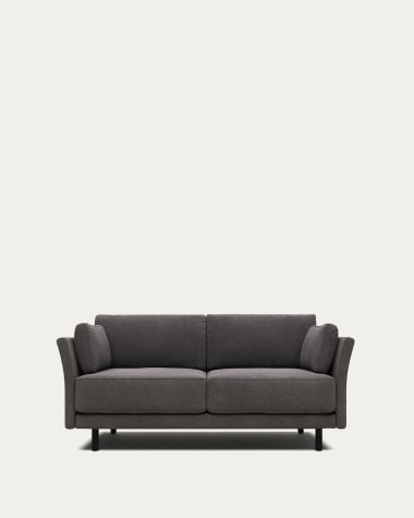 Gilma 2 seater sofa in grey with black finish legs, 170 cm FR
