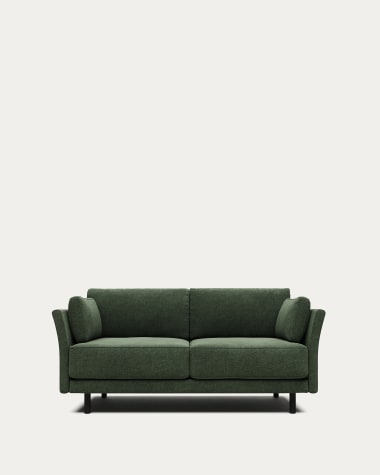 Gilma 2 seater sofa in green with black finish legs, 170 cm FR