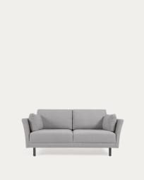 Gilma 2 seater sofa in light grey with painted black finish legs, 170 cm