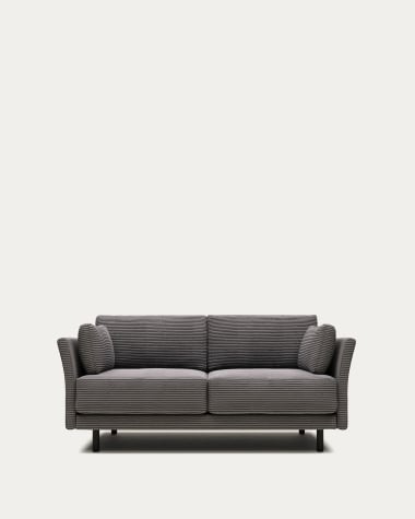 Gilma 2 seater sofa in grey wide seam corduroy with black finish legs, 170 cm FR