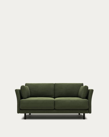 Gilma 2 seater sofa in green wide seam corduroy with black finish legs, 170 cm FR