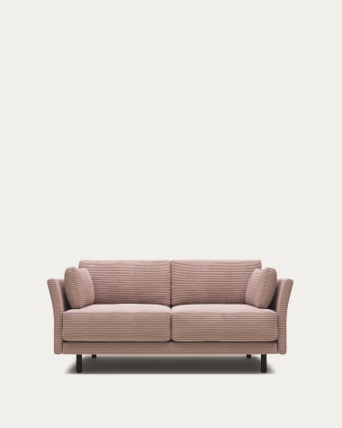 Gilma 2 seater sofa in pink wide seam corduroy with black finish legs, 170 cm FR