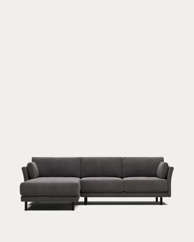 Gilma 3 seater sofa with left/right side chaise in grey and black finish legs, 260 cm FR