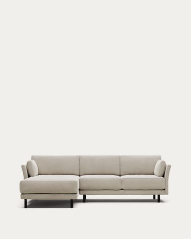 Gilma 3 seater sofa, left/right chaise longue in white with black legs, 260 cm FR