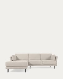 Gilma 3 seater sofa w/ right/left-hand chaise longue, beige with black finish legs, 260 cm
