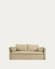 Καναπές-κρεβάτι Tanit, μπεζ, πόδια σε μασίφ ξύλο οξυάς σε φυσικό φινίρισμα 210 εκ