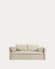 Καναπές-κρεβάτι Tanit, λευκό, πόδια σε μασίφ ξύλο οξυάς σε φυσικό φινίρισμα, 210 εκ