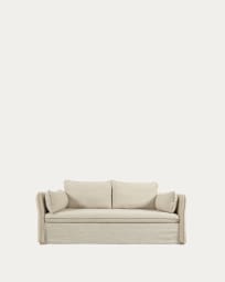 Canapé-lit Tanit blanc pieds en bois massif de hêtre finition naturelle 210 cm