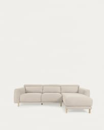 Singa 3-Sitzer Sofa mit Chaiselongue rechts weiß 296 cm