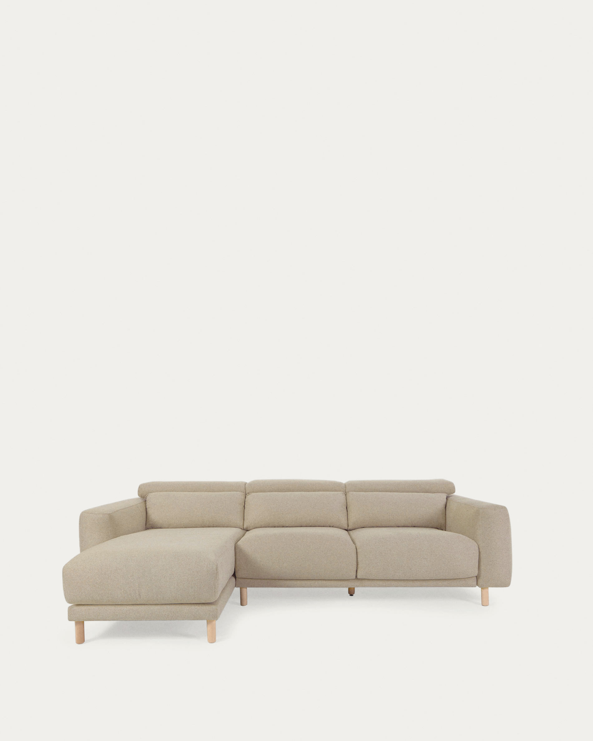 Modern Chaise Longue Sofa Upholstered Linen Sofa 3-Seater Sofa in