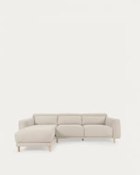 Singa 3-Sitzer Sofa mit Chaiselongue links weiß 296 cm