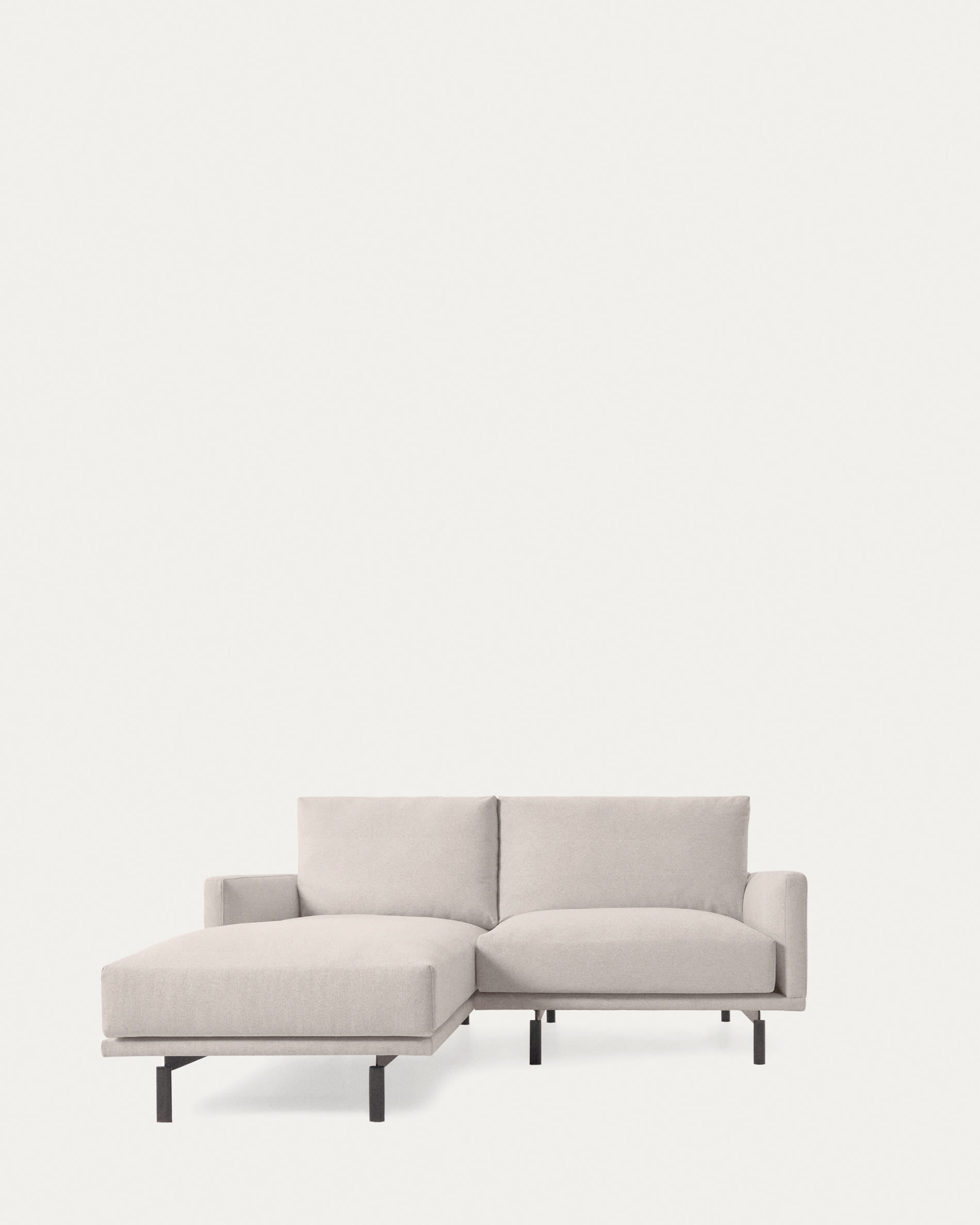 Gilma 3-Sitzer-Sofa Chaiselongue rechts/links Chenille in Perle Beine  naturfarben 260 cm