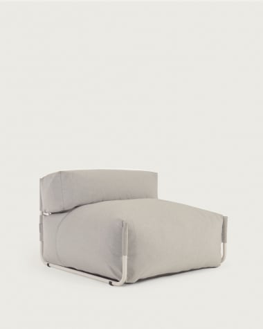 Σκαμπό καναπέ εξωτ. χώρου Square με πλάτη, ανοιχτό γκρι, λευκό αλουμίνιο, 105x101εκ
