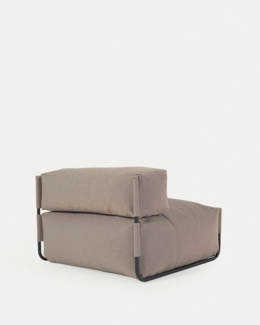 Pouf divano modulare con schienale 100% outdoor Square verde e alluminio  nero 101 x 101cm
