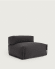 Square modular 100% outdoor sofa pouffe w/ backrest, dark grey, black aluminium, 101x101cm