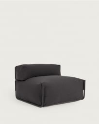 Puf sofá modular con respaldo 100% exterior Square gris oscuro y aluminio negro 101x101 cm