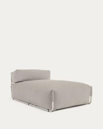Σκαμπό καναπέ εξωτ. χώρου Square με ανάκλινδρο, ανοιχτό γκρι, λευκό αλουμίνιο, 165x101εκ