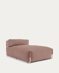 Square chaise longue pouffe with backrest in terracotta with white aluminium, 165 x 101 cm