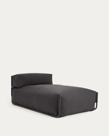 Pufe-sofá modular longue com encosto exterior Square cinza-escuro preto 165 x 101 cm