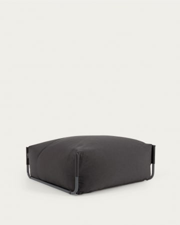 Square poef in donkergrijs en zwart voor 100% outdoor modulaire bank 101 x 101 cm