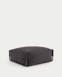 Square modular 100% outdoor sofa pouffe in dark grey with black aluminium, 101 x 101 cm