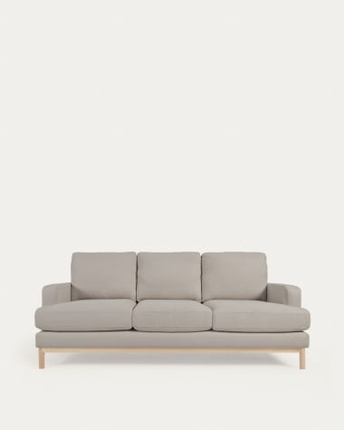 Mihaela 3 seater sofa in grey fleece, 203 cm