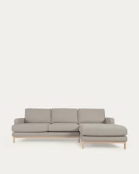 Mihaela 3 seater sofa with right-hand chaise longue in grey fleece, 264 cm