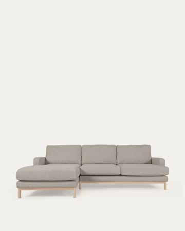 Mihaela 3-zitsbank met chaise longue links in grijze schapenvacht 264 cm
