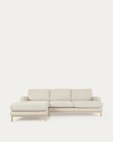 Sofa 3-osobowa Mihaela z lewym szezlongiem tapicerowana białym boucle 264 cm